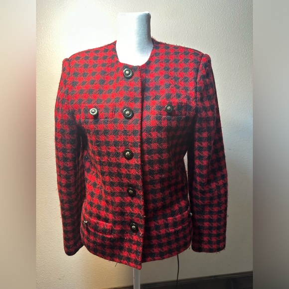 Vintage 90s Amanda smiths petites woman plaid wool blazer size 6p - Picture 12 of 14